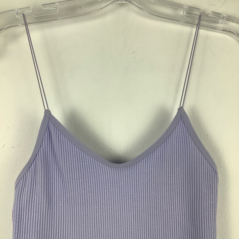 UO Bungee Strap Ribbed Bodysuit in Lilac Purple - Picture 3 of 7